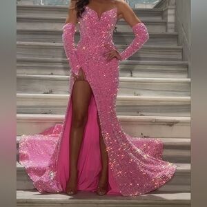 Portia and Scarlett Strapless Pink Gown